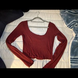 Maroon Scoop Neck Crop Top